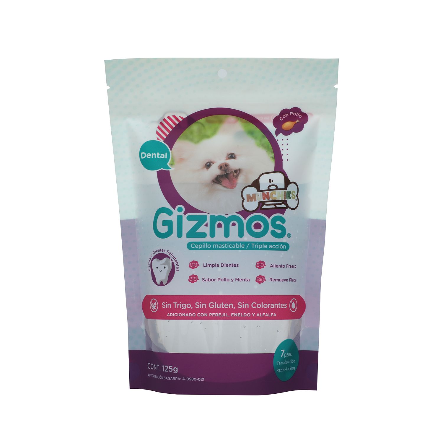 Packaging sample photo — printed stand-up zipper pouch with clear window, front view. Brand artwork belongs to its owners and is shown only as a format example. Not a customer project or endorsement.