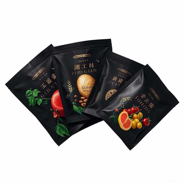 Custom Black Mylar Pouch Manufacturer | 3 Side Seal Aluminum Foil Cookie Packaging | MOQ 5,000pcs