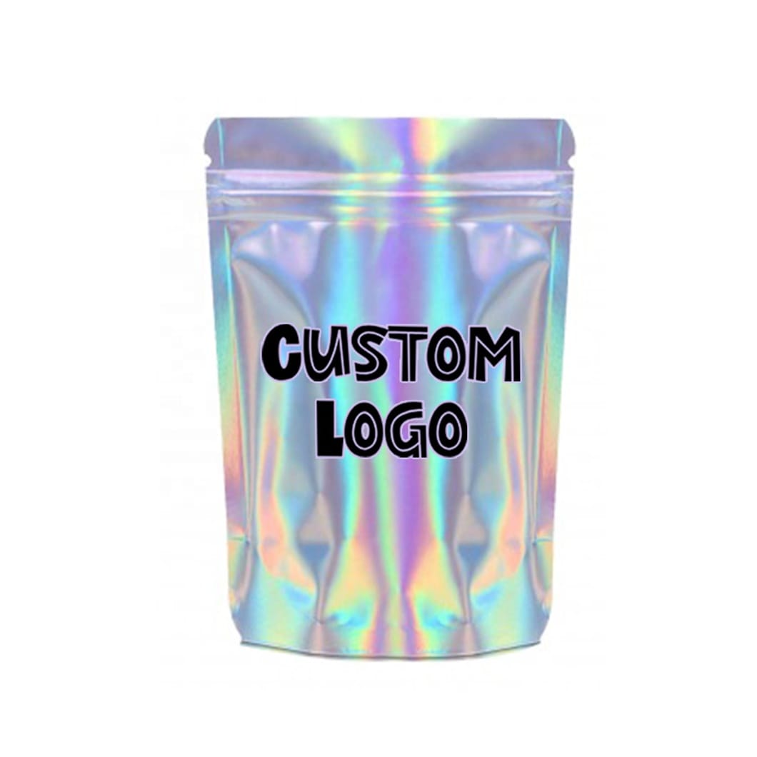 Custom Holographic Bag Manufacturer | Moisture Proof Ziplock Pouch with Window for Cracker Packaging | MOQ 5,000pcs