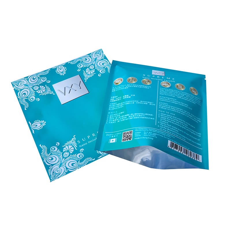 Custom Skincare Mask Pouch Manufacturer | Moisture Proof Aluminum Foil Three Side Seal Flat Bags | MOQ 5,000pcs
