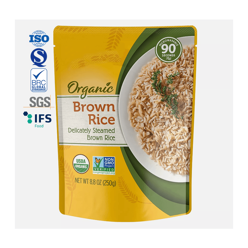 Custom 8.8 oz Rice Packaging Bags Manufacturer | Moisture Resistant 250g-1kg Zip Lock Pouches | MOQ 5,000pcs